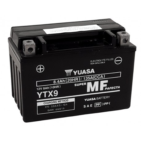 Batterie moto YUASA sans entretien activé d'usine YTX9 FA