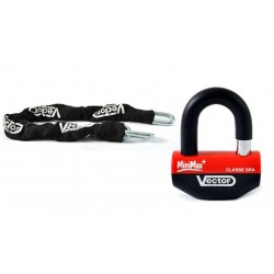Kit antivol moto homologué VECTOR chaine + antivol MINIMAX