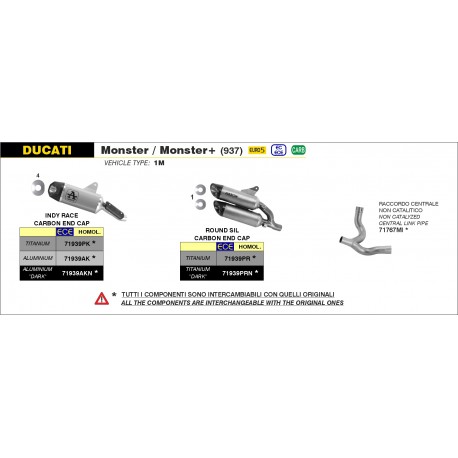 Collecteur Echappement ARROW racing DUCATI MONSTER 937 