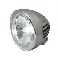 Feux avant moto 140mm H4 avec casquette fixation bas