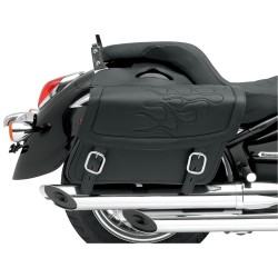 Sacoches cavalieres moto custom en cuir SADDLEMEN FLAME