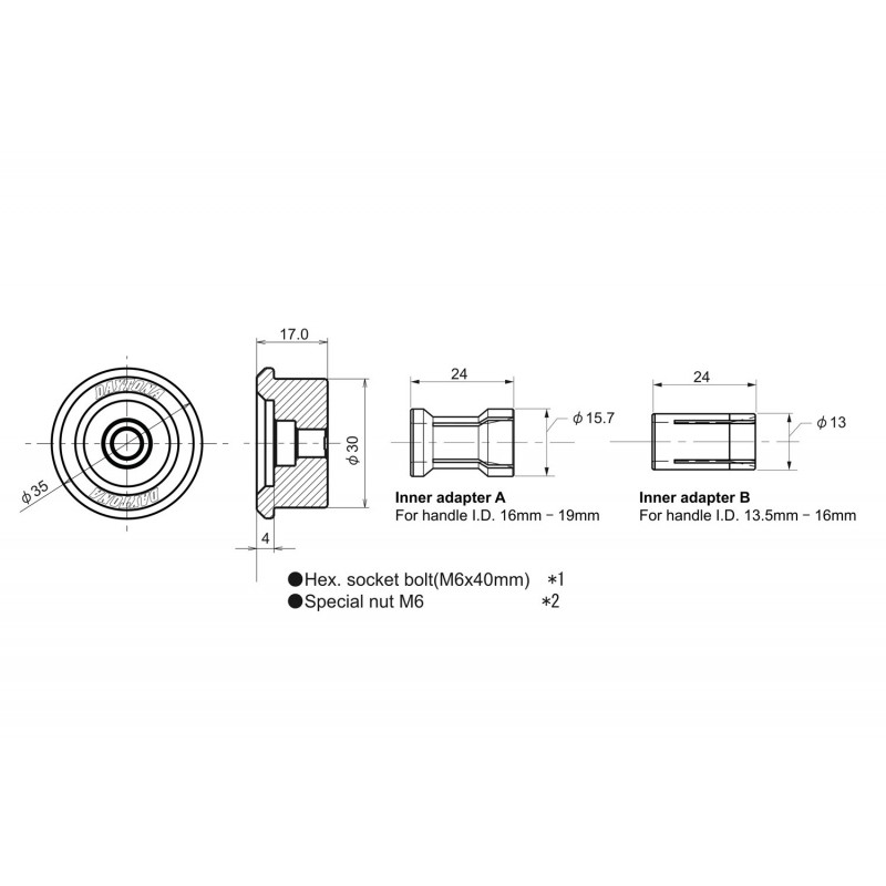 Adaptateur de rétroviseur pour Moto Guzzi CNC Racing MRA07 Coloris