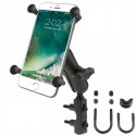 Pack complet RAM MOUNTS X-Grip bras medium fixation en U sur guidon ou réservoir de frein/embrayage moto smartphones L/XL