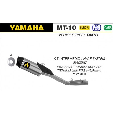 Demi ligne Echappement ARROW INDY RACE YAMAHA MT -10 2022-2023