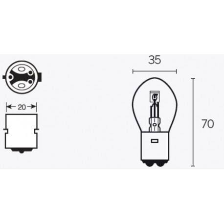 Ampoule B35 12V/35/35W culot BA20D