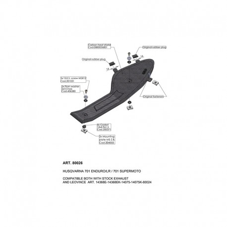 Cache carbone pour d'échappement Husqvarna 701 Cross / Enduro / Supermoto