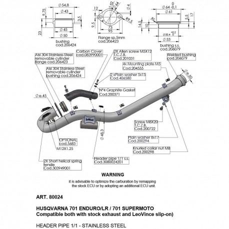 Collecteur racing LEOVINCE Husqvarna 701 Cross / Enduro / Supermoto 2021-2022