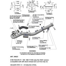 Collecteur racing decatalysé LEOVINCE KTM 690 ENDURO - 690 SMC-R GAS GAS 700 ES SM 2021-2024