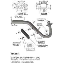 Decatalyseur d'échappement LEOVINCE BETA RR 4T 125 LC / RR MOTARD 4T 125 LC