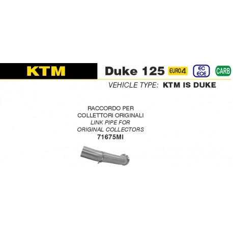 Raccord d'Echappement ARROW THUNDER KTM 125 DUKE 390 DUKE