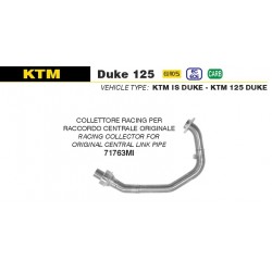 collecteur racing pour raccord central d'origine d'Echappement ARROW KTM 125 DUKE 2021-2023