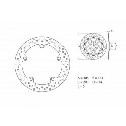 Disque de frein BREMBO ORO 68B407D6 ROND FLOTTANT