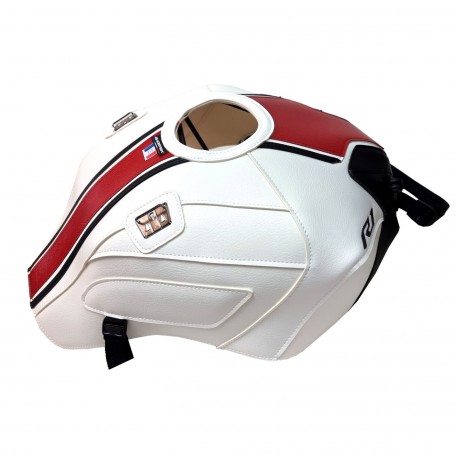 Tapis de reservoir BAGSTER YAMAHA YZF-R1 2020-2023 Blanc / Noir Mat Grainé / Déco Rouge