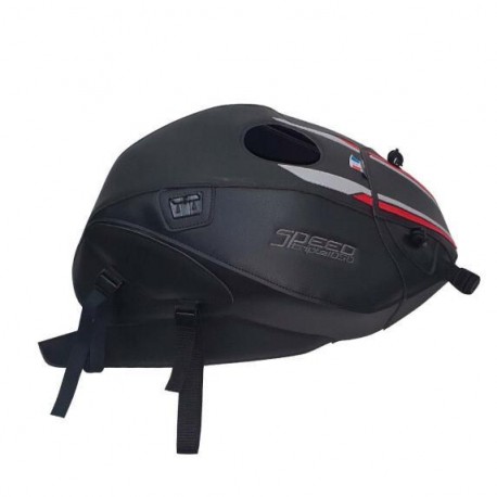 Tapis de reservoir BAGSTER TRIUMPH 1050 SPEED TRIPLE S + R 2016-2020 NOIR MAT GRAINÉ/DÉCO ARGENT/ROUGE