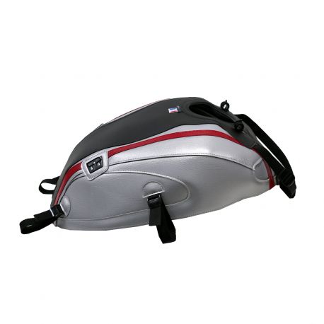 Tapis de reservoir BAGSTER YAMAHA XSR 700 2016-2022 NOIR MAT GRAINÉ/ARGENT/DÉCO ROUGE