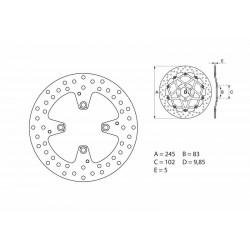 Disque de frein BREMBO ORO 68B407E8 ROND FIXE