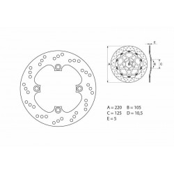 Disque de frein BREMBO ORO 68B40749 ROND FIXE