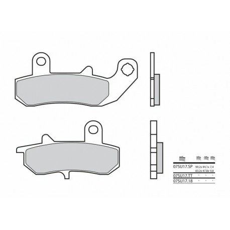 Plaquettes de frein moto BREMBO 07SU17SP métal fritté