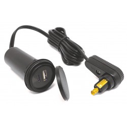 Câble de charge pour sacoche de réservoir avec fiche d'angle DIN et prise USB A & C