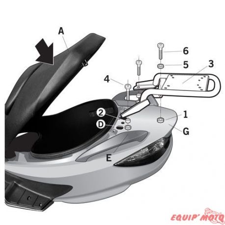 Fixation Top case Piaggio 50/125/200 LIBERTY S 07-09