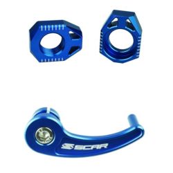 Kit tendeur de chaîne et Tire-axe arrière SCAR bleu Sherco