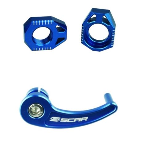 Kit tendeur de chaîne et Tire-axe arrière SCAR bleu Sherco