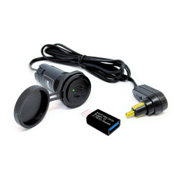 Câble de charge pour sacoche de réservoir avec fiche d'angle DIN et prise USB et USB C