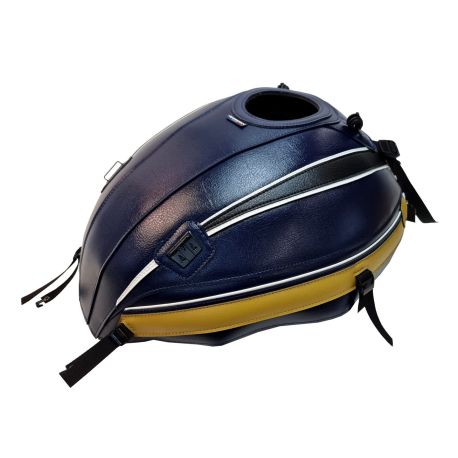 Tapis de reservoir BAGSTER KAWASAKI Z900RS 2017-2026 Marine/Déco Blanc/Noir/Moutarde/Liseré Blanc