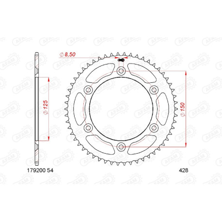 Couronne de transmission moto en alu VENT 50 BAJA 50 DERAPAGE