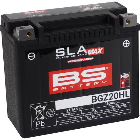 Batterie moto BS BATTERY SLA sans entretien activée usine BGZ20HL GYZ20HL