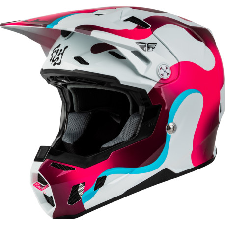Casque FLY RACING Formula CC Vibe-blanc/rose/bleu