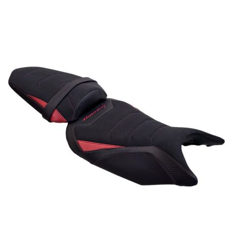 Housse de selle Bagster HONDA CB 750 HORNET 2023-2026 STAM NUBUCK CARBONE ROUGE FONCÉ