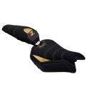 Housse de selle Avant Haut Arrière Bas Bagster KAWASAKI Z 900 2025-2026 STAM NUBUCK CARBONE JAUNE OR