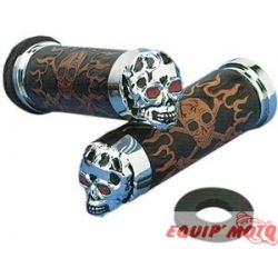 Poignées cuir et chrom skull HARLEY