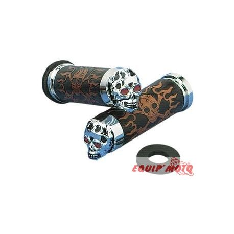 Poignées cuir et chrom skull HARLEY